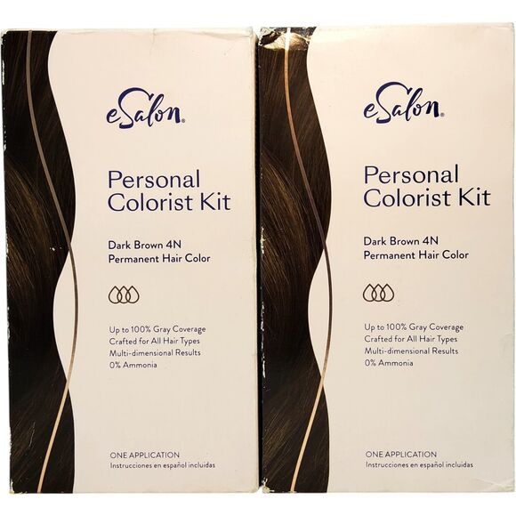 2 eSalon Personal Colorist Kit 4N Dark Brown Permanent Hair Color Lot Of 2 - Picture 1 of 5